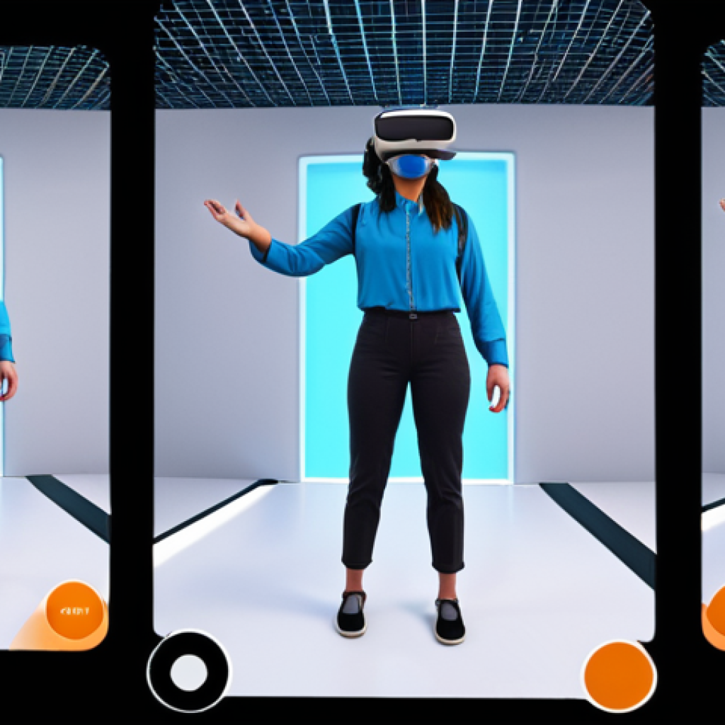 An immersive VR onboarding experience: A user's first steps into a vibrant, welcoming virtual world, transitioning from initial "wow factor" to sustained engagement and a sense of belonging. The scene emphasizes seamless guidance and purposeful interaction, with bright, inviting digital aesthetics and future tech elements.